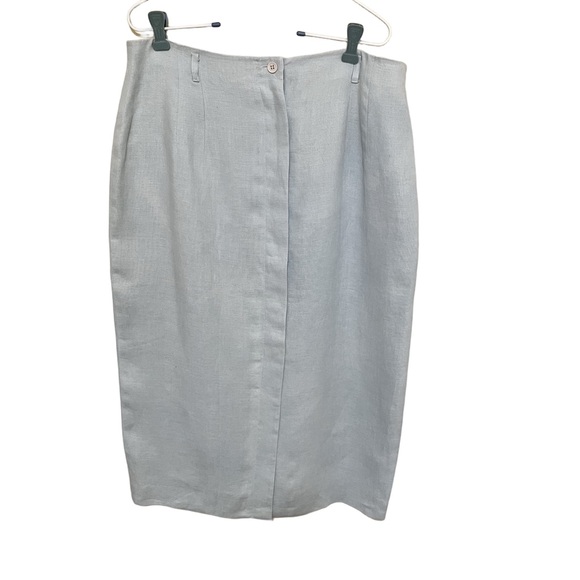 Talbots Dresses & Skirts - Vintage Talbots Linen Skirt 16 Midi Light Blue Button Front Slit Coastal Cottage